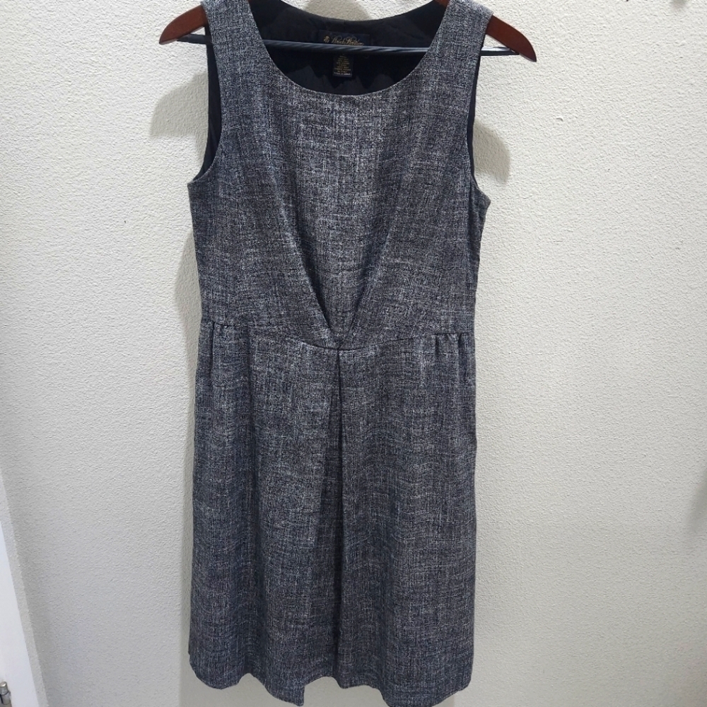 Brooks Brothers Italian Midi Dress Silk Linen Blend Sleeveless Size 8 Gray - Picture 2 of 8